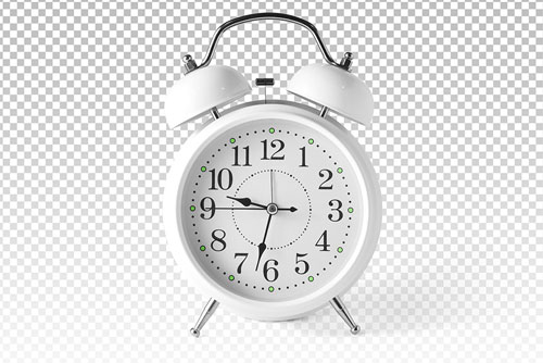 PSD ساعت رومیزی سفید ایزوله شده از زمینه